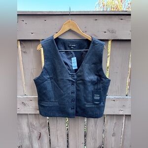 LOFT Pinstripe Vest in Charcoal Gray
